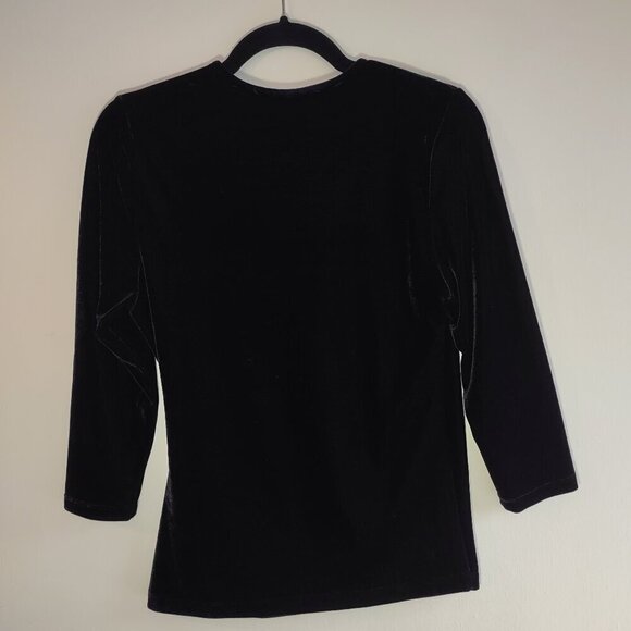 Soft Surroundings Velvet Top Soft Luxurious Elegant V-Neck 3/4 Sleeve WomenSmall - Picture 3 of 7
